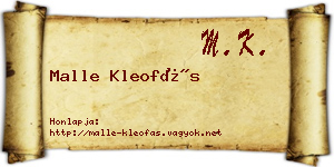 Malle Kleofás névjegykártya